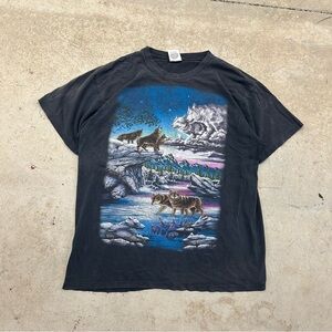 VTG 90s Wildlife Wolf Graphic Print T-shirt Men’s XL Faded Single Stitch USA